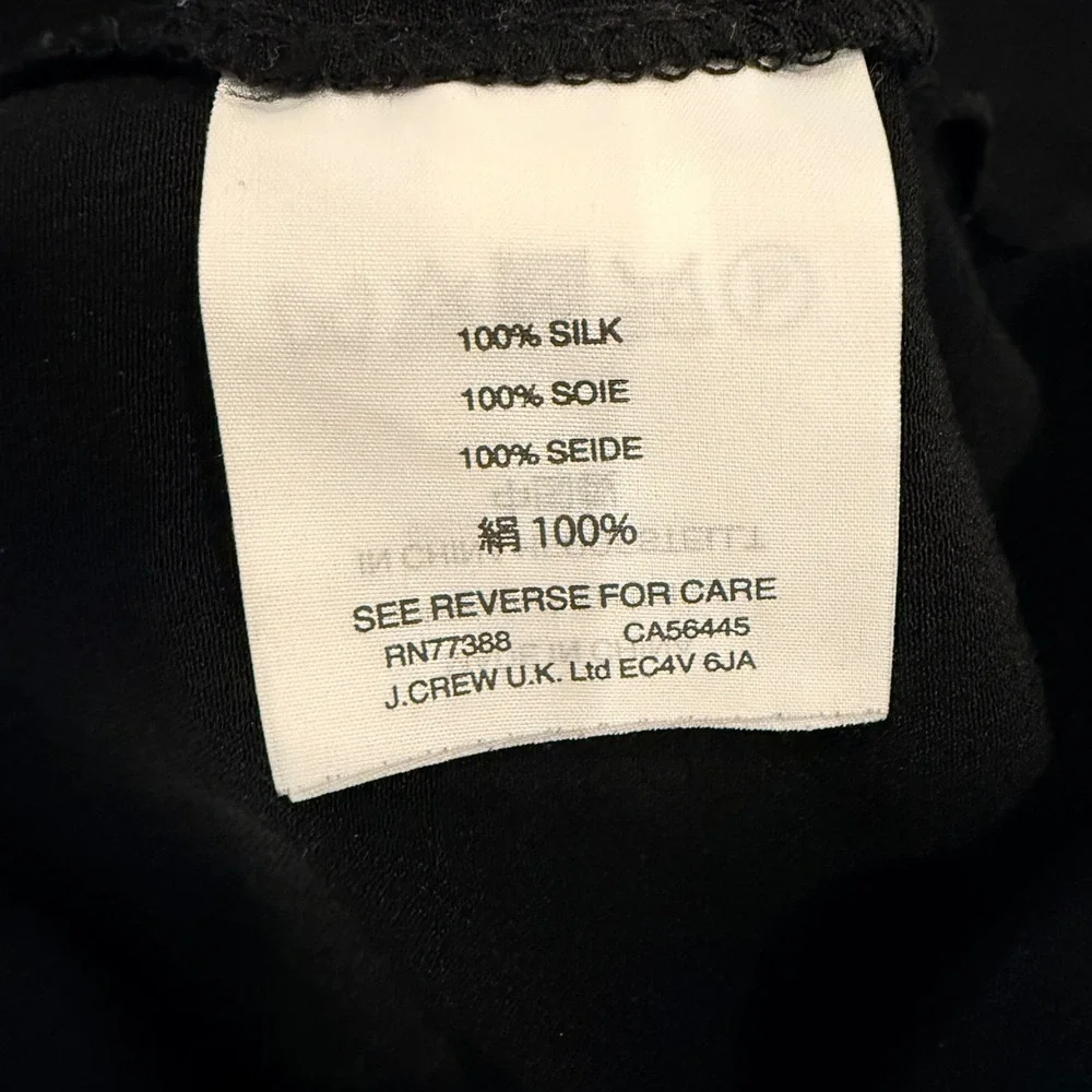 Madewell 100% Silk Black Wrap Blouse Side‎ Tie Cropped V-Neck Top Classic Glam